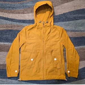 Gap Mustard Yellow Hooded Jacket Men’s Small Zip Up Cotton Blend Casual Utility
